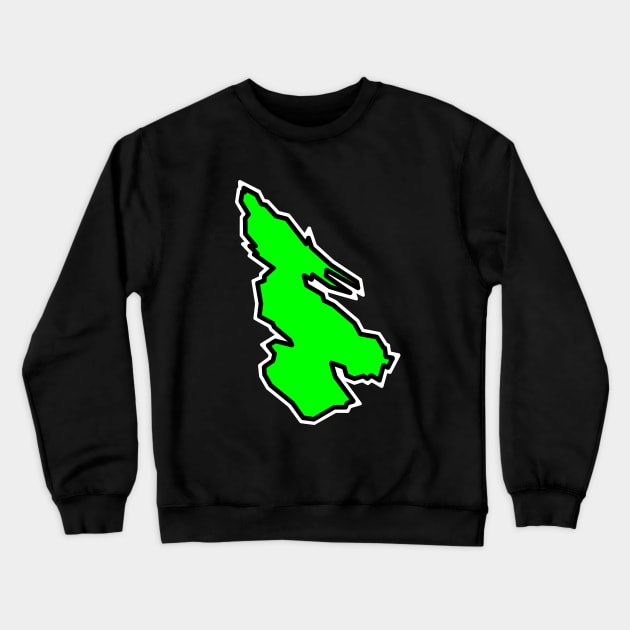 Salt Spring Island in a Simple Silhouette - Colourful Lime Green - Salt Spring Island Crewneck Sweatshirt by City of Islands